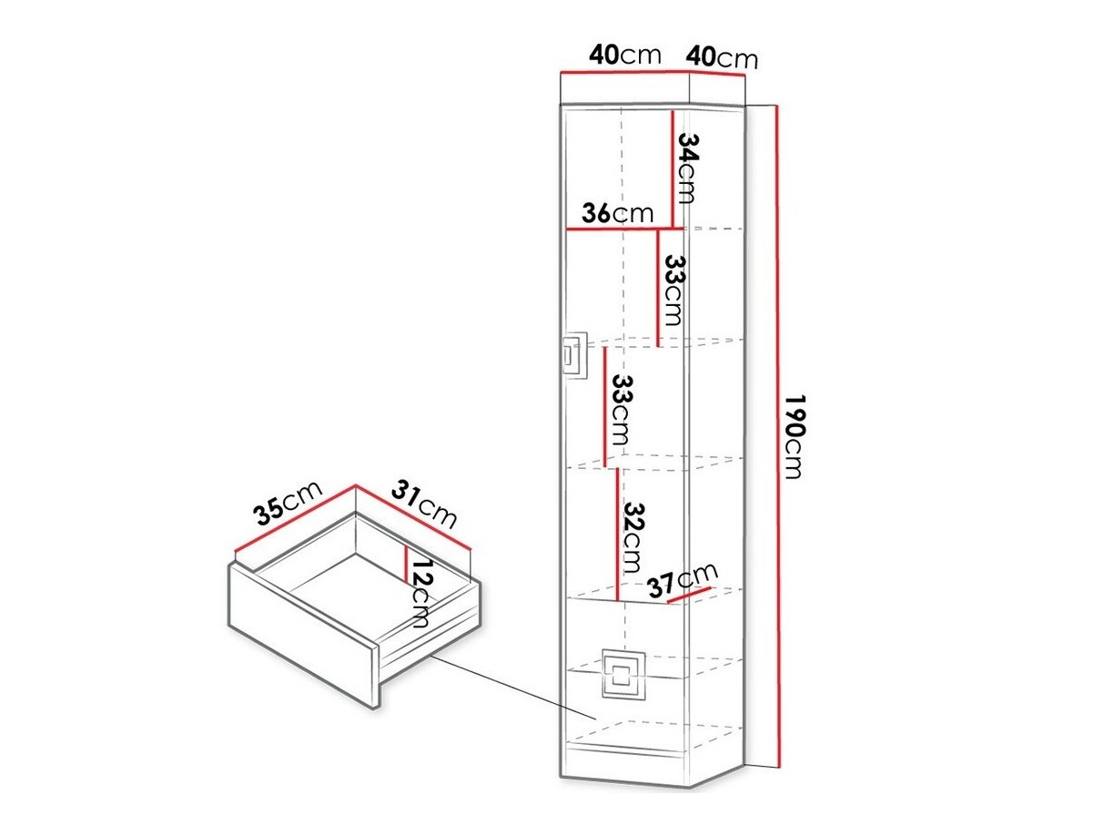 Riiul Tolfere 104 (Hele tamm + Valge + Türkiis)