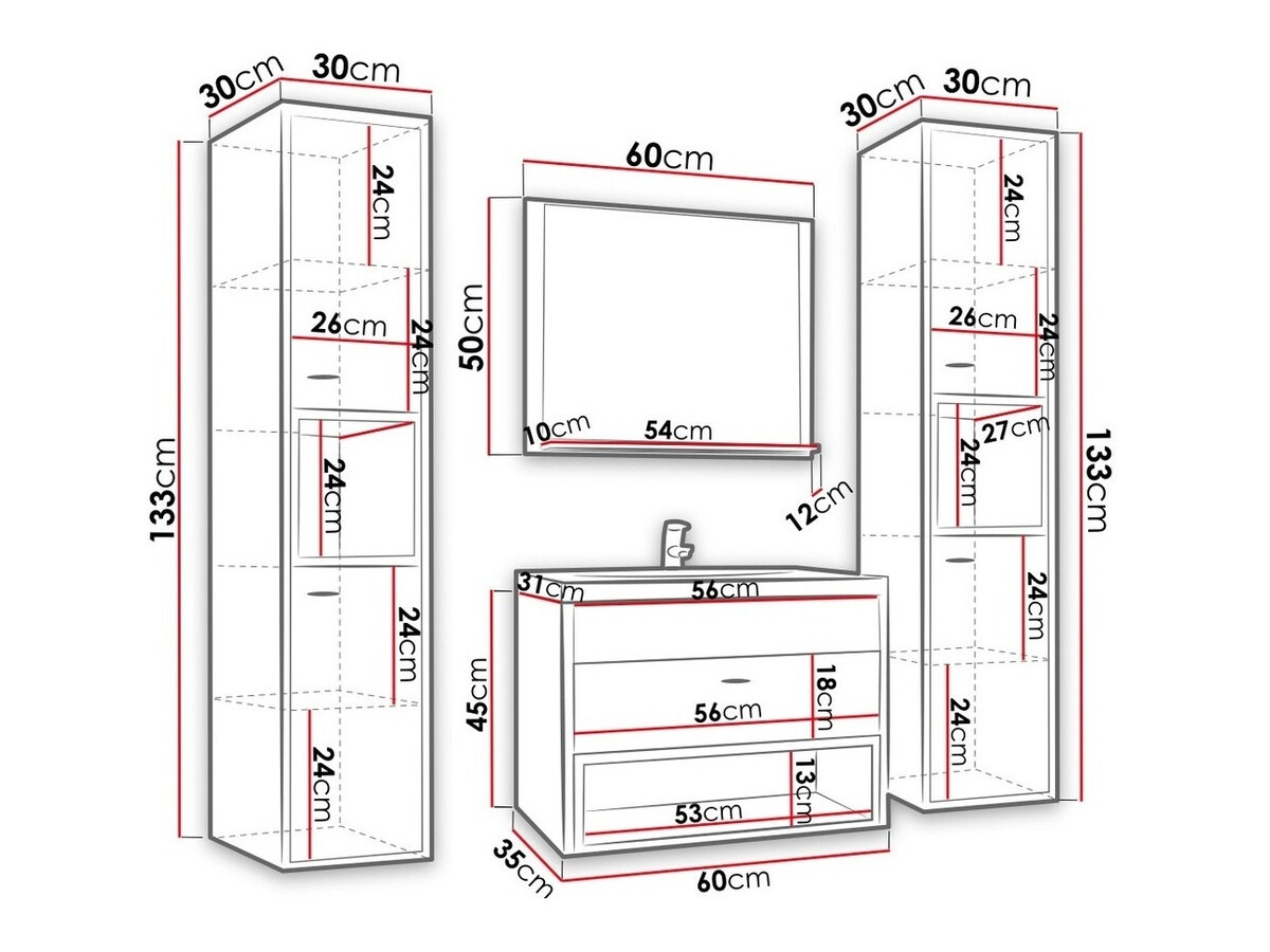 Vannitoakomplekt Velum II (Valge + Artisan tamm)