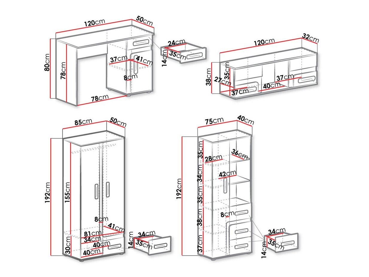 Lastetoa komplekt Aviseve 108 (Antratsiit + Valge)