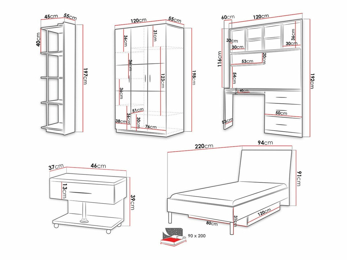 Lastetoa komplekt Campus (Läikiv valge + Läikiv roosa)