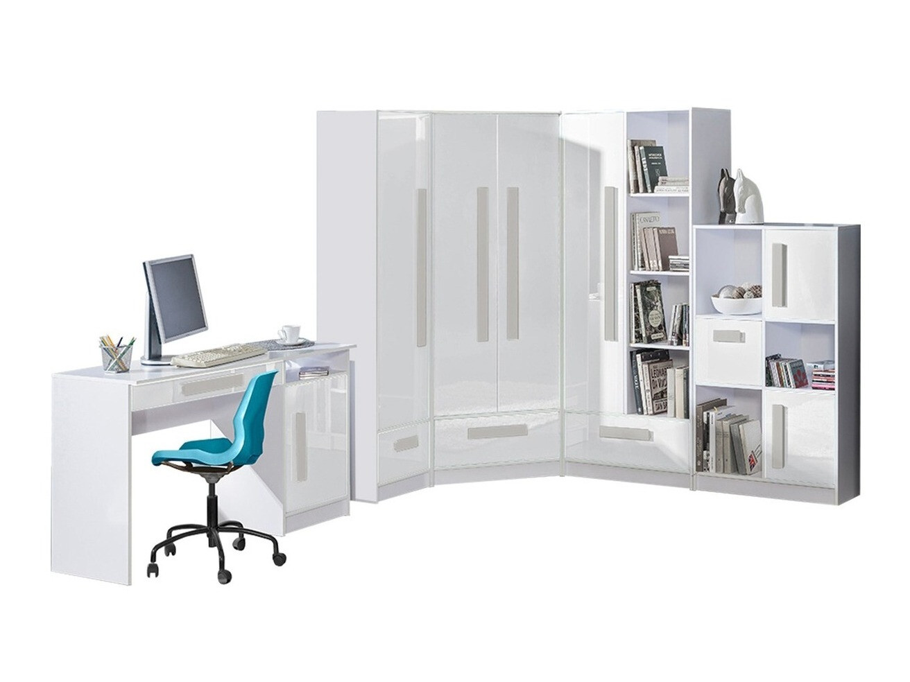 Lastetoa komplekt Merevari 107 (Valge + Läikiv valge + Hall)