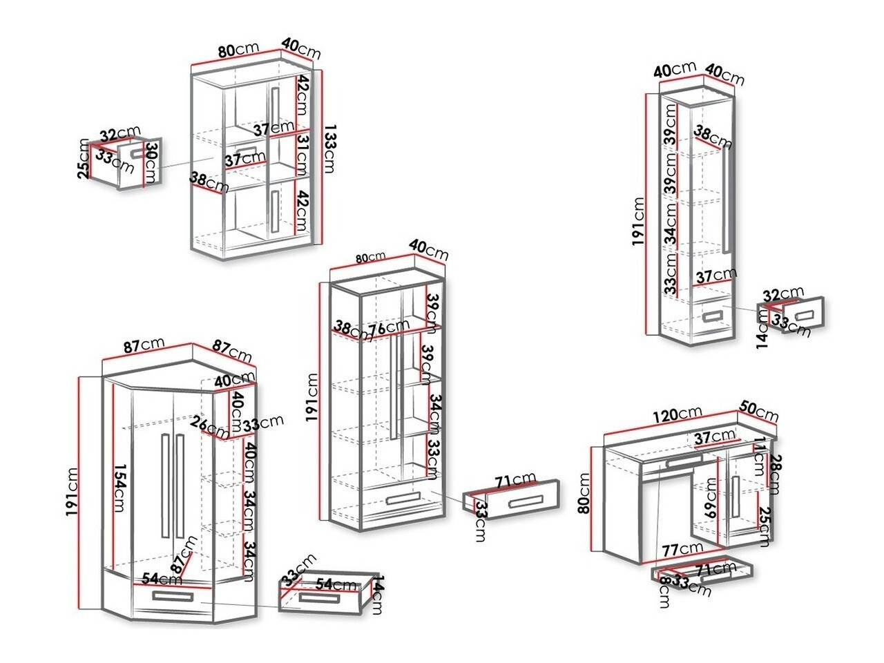 Lastetoa komplekt Merevari 107 (Valge + Läikiv valge + Hall)