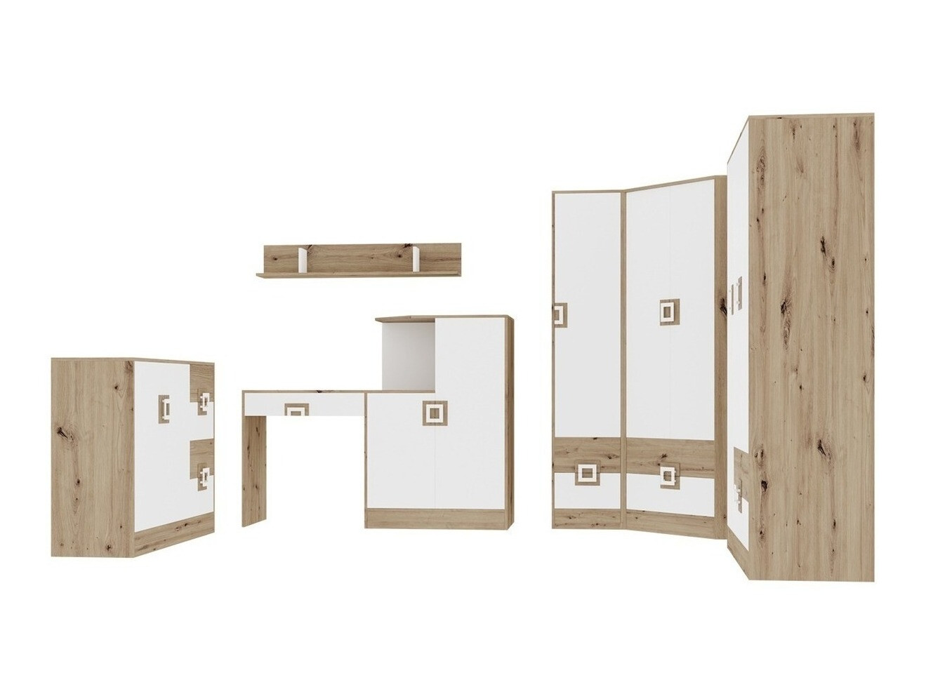 Mööblikomplekt Tolfere 106 (Hele tamm + Valge)