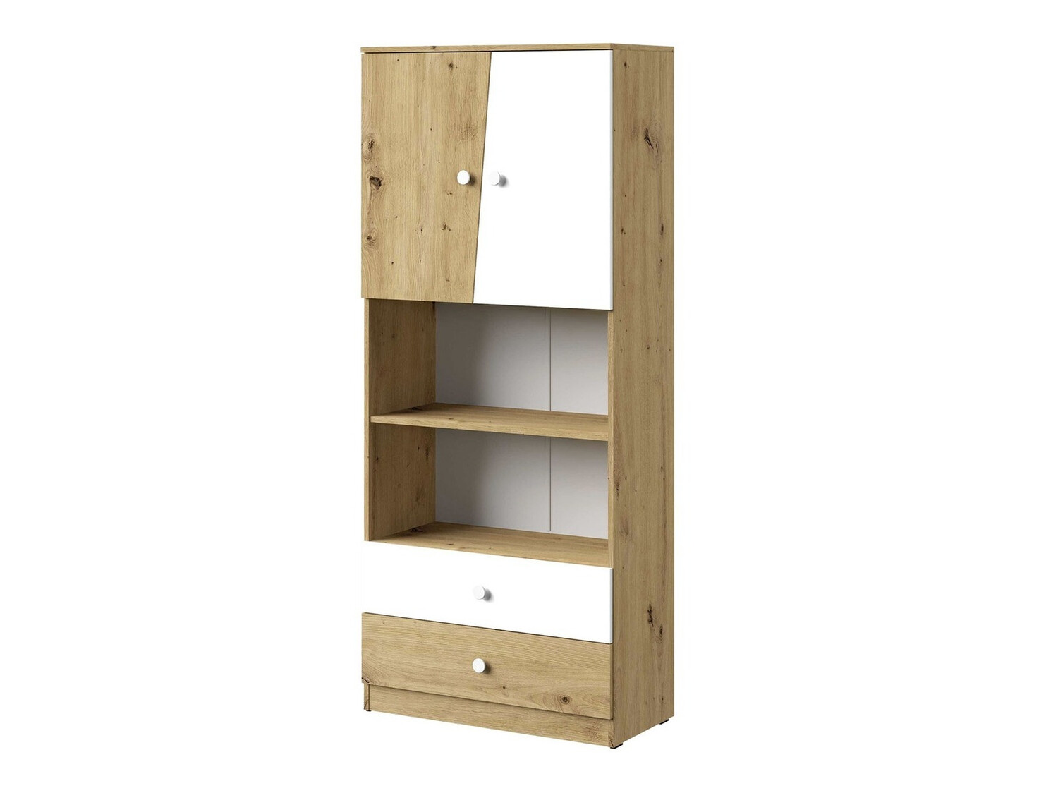 Riiul Almira 103 (Artisan tamm + Valge)