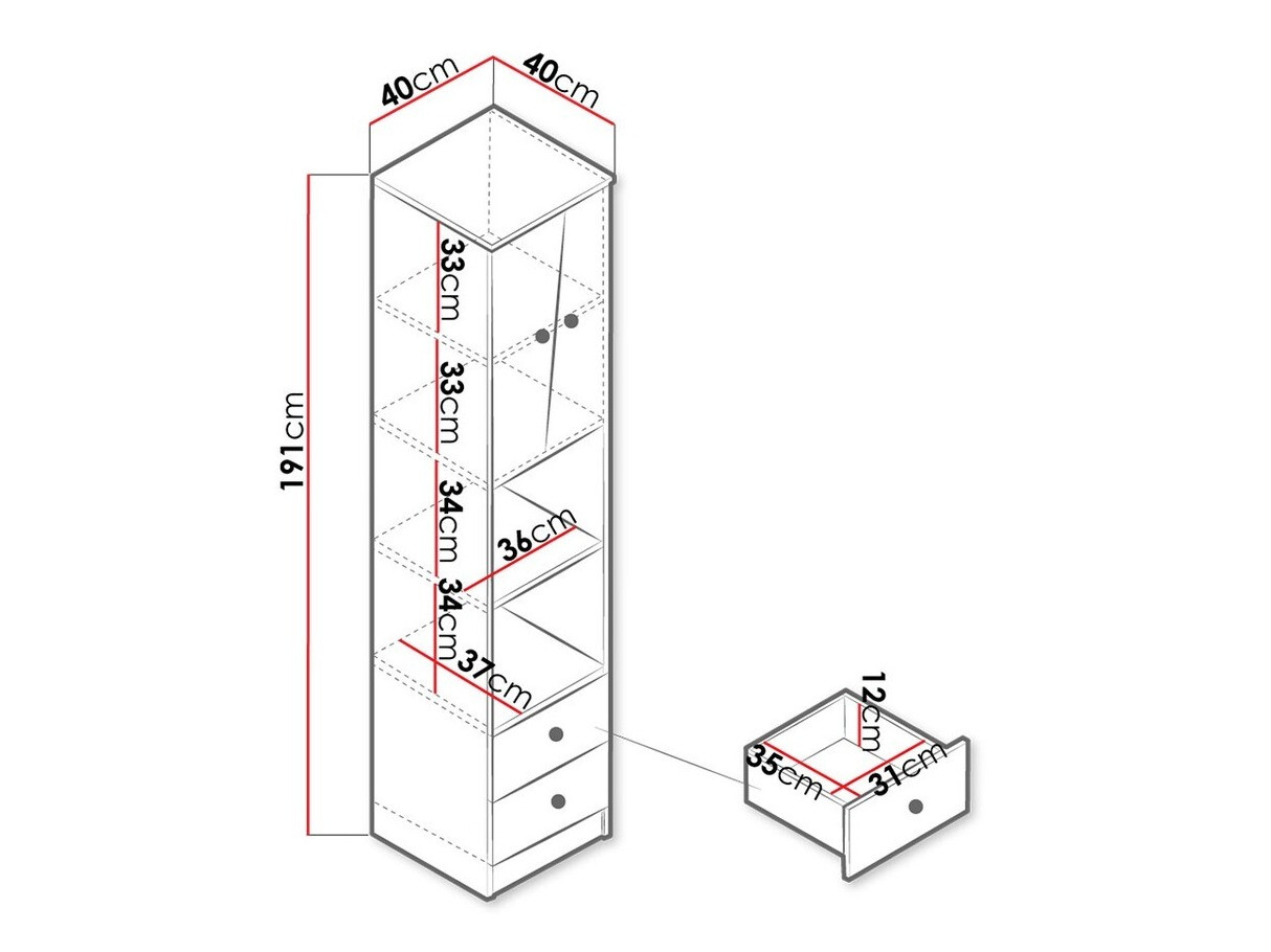 Riiul Almira 104 (Artisan tamm + Valge)