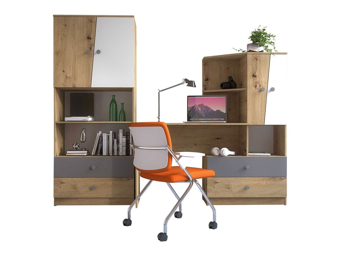 Mööblikomplekt Almira 115 (Artisan tamm + Valge + Hall)