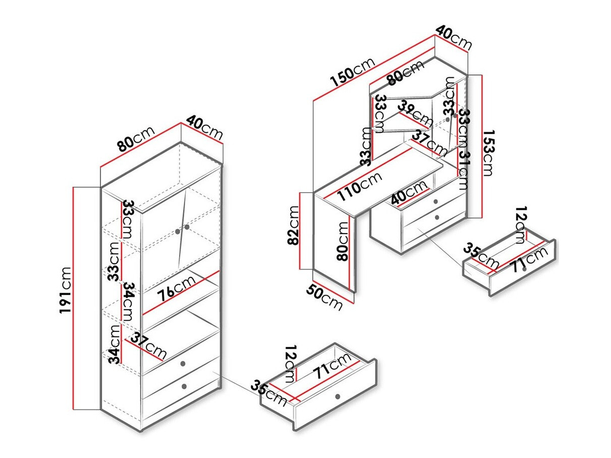 Mööblikomplekt Almira 115 (Artisan tamm + Valge)