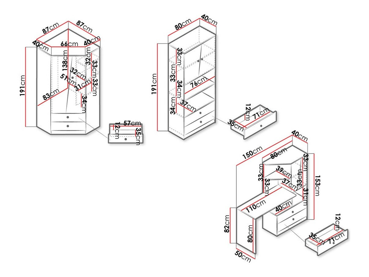 Mööblikomplekt Almira 116 (Artisan tamm + Valge)