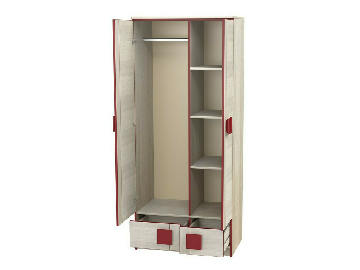 Riidekapp Elmenou 100 (Valge + Antratsiit)