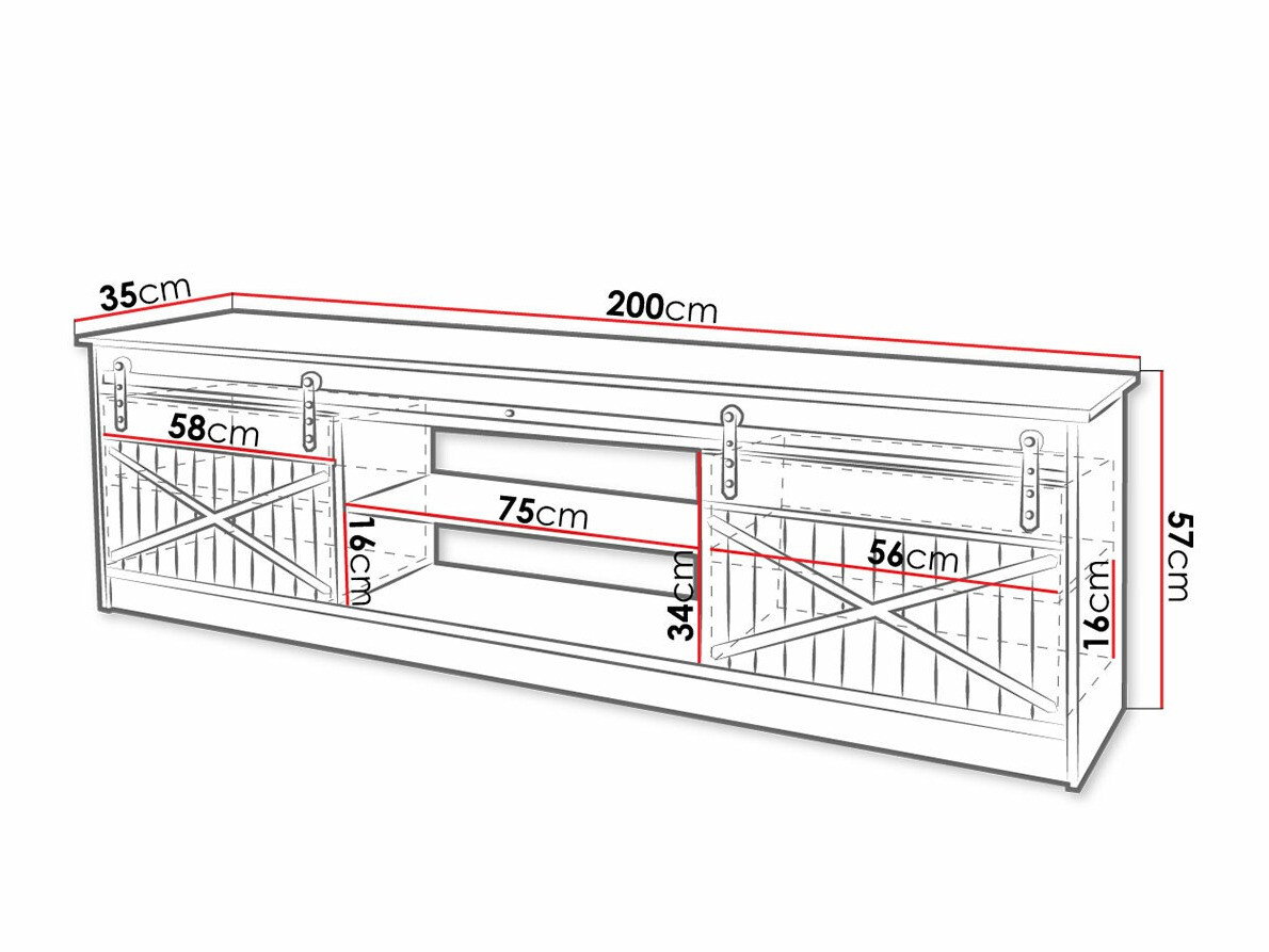 TV-alus Charlotte 156 (Must + Läikiv must)