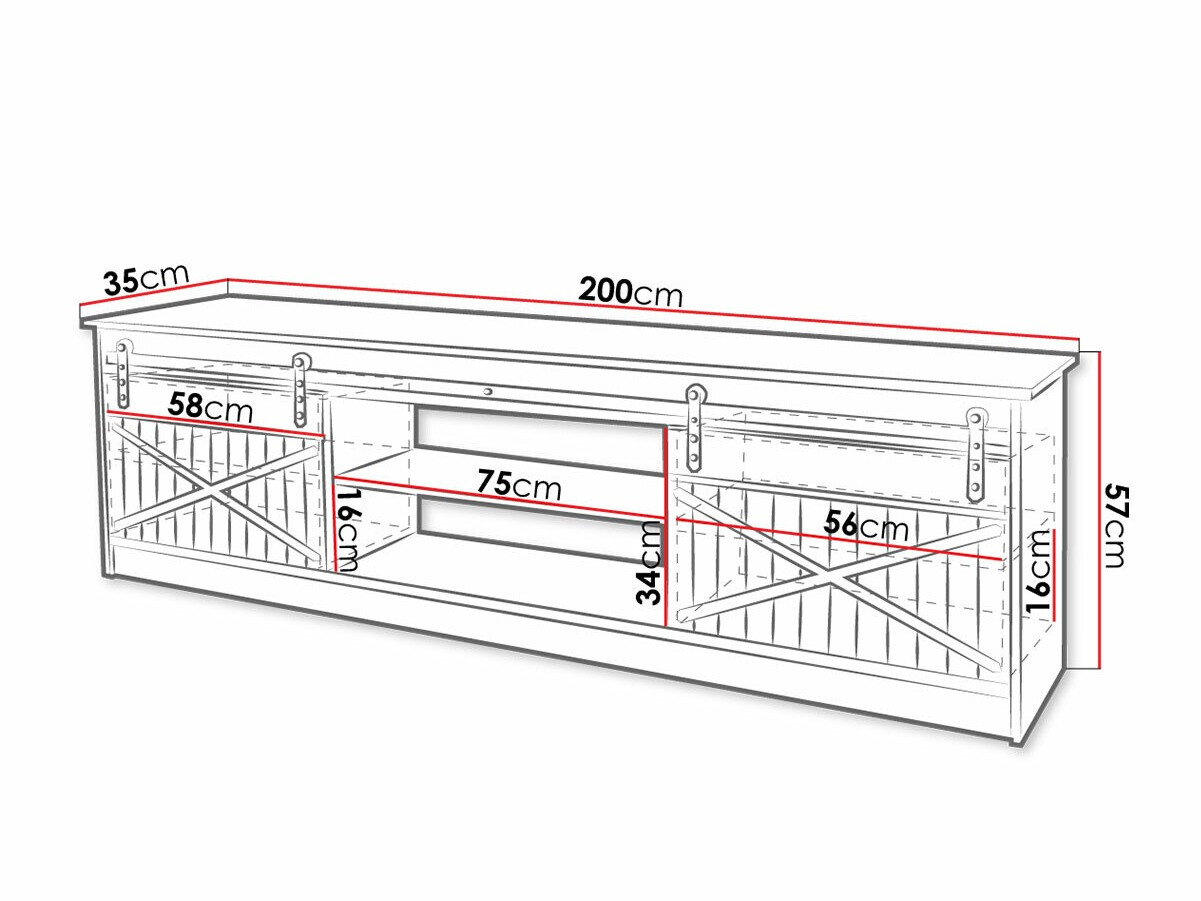 TV-alus Charlotte 156 (Valge + Läikiv valge)