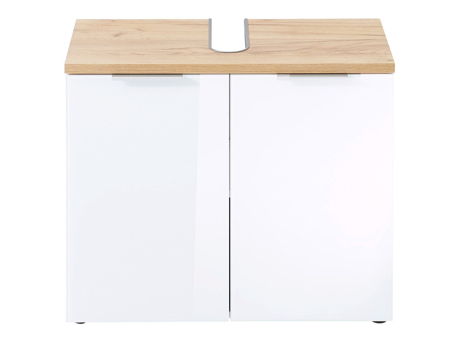 Vannitoa põrandakapp kraanikausile Levciro 102 (Läikiv valge + Navarra tamm)