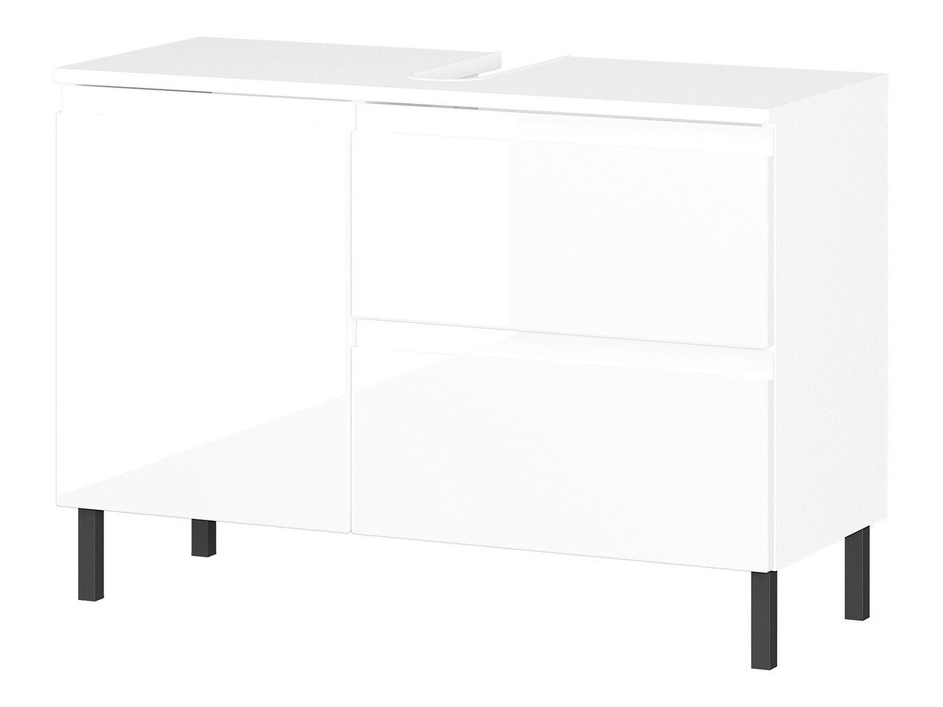 Vannitoa põrandakapp kraanikausile Talmira 102 (Läikiv valge + Valge)