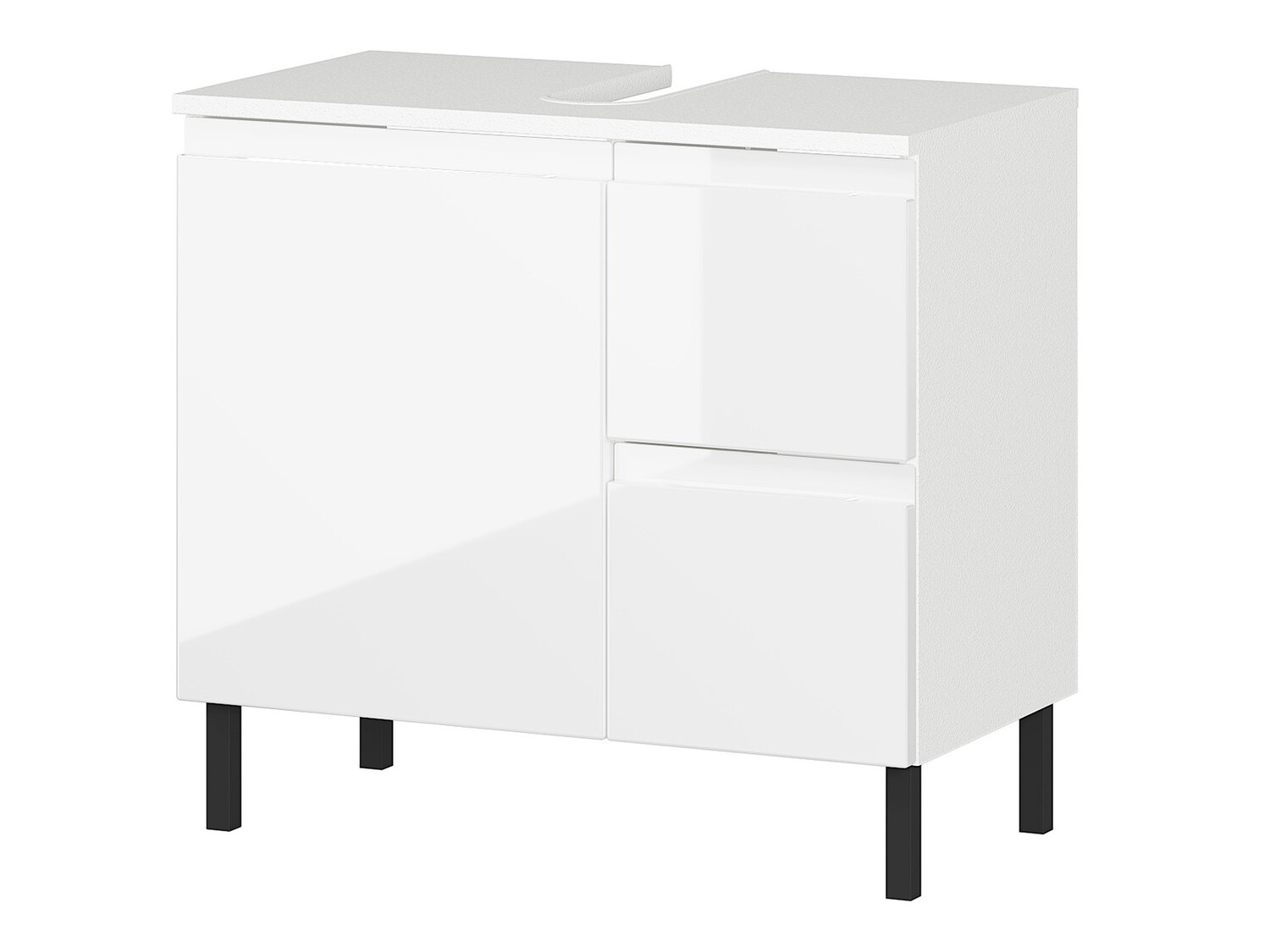 Vannitoa põrandakapp kraanikausile Talmira 103 (Valge + Läikiv valge)