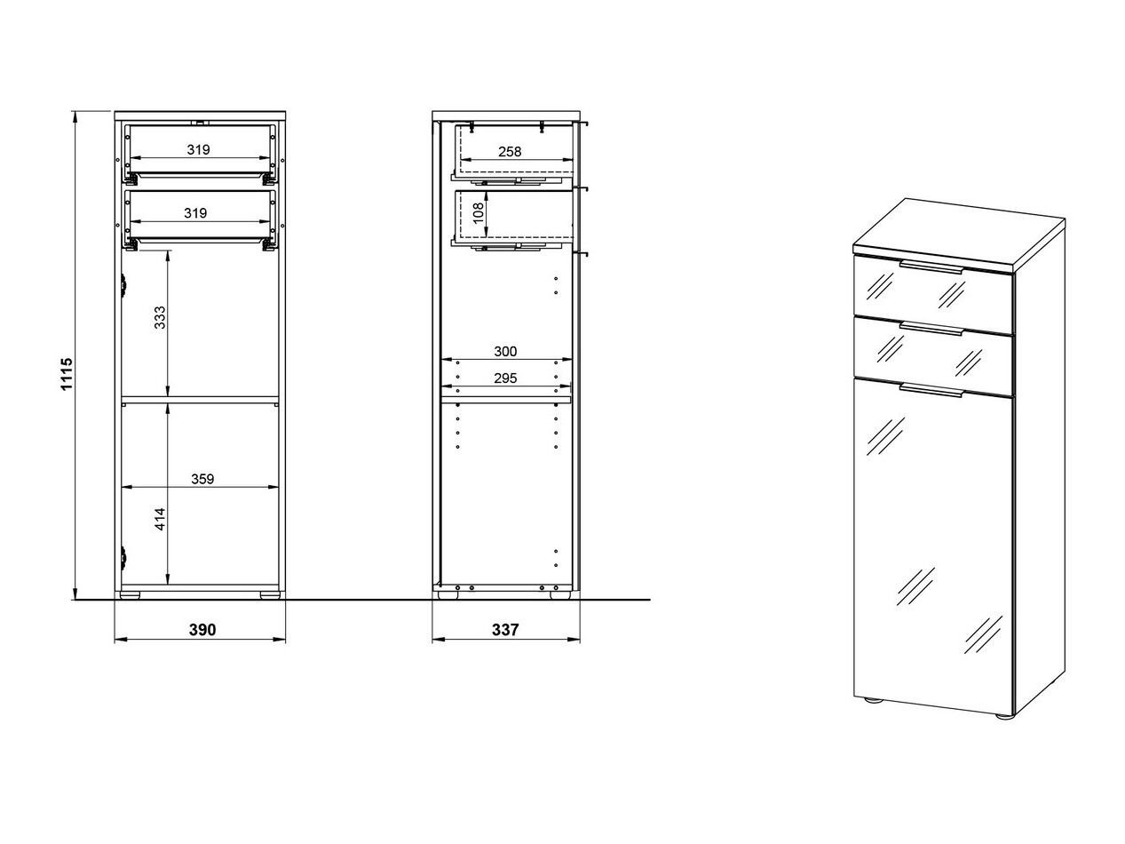 Vannitoa põrandakapp Levciro 103 (Valge + Navarra tamm)
