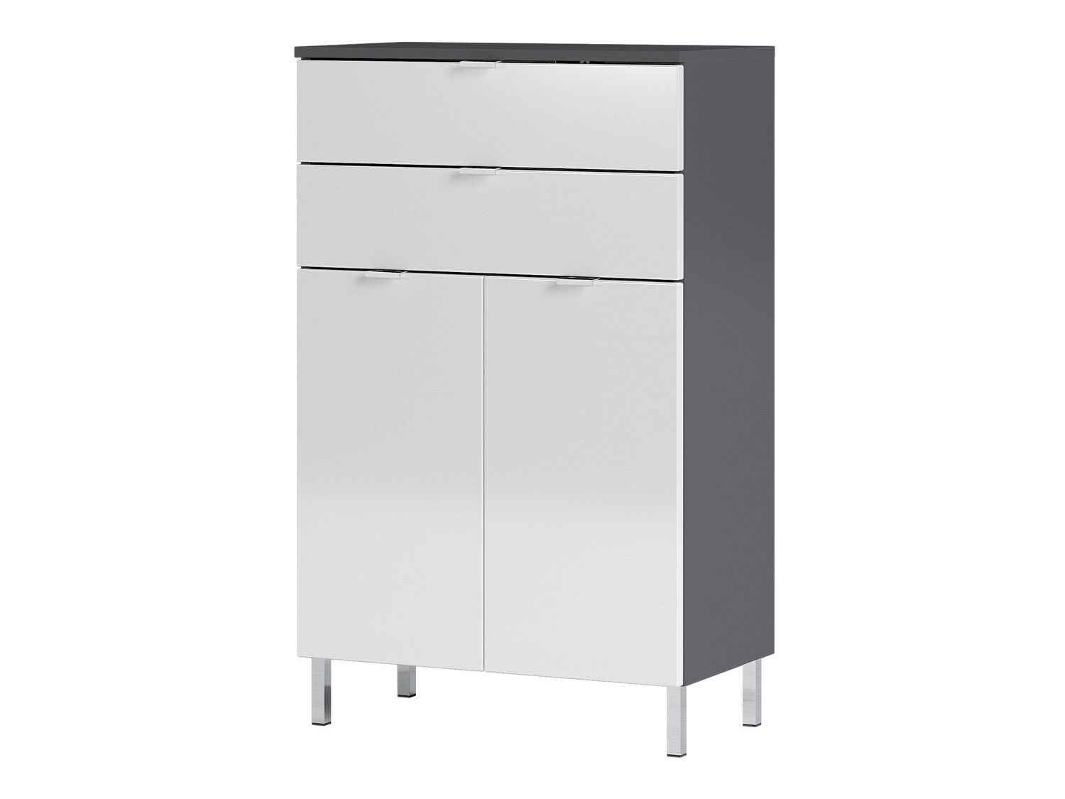 Vannitoa põrandakapp Lomcamo 102 (Läikiv valge + Grafiit)