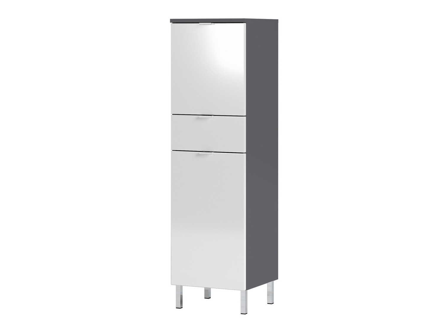 Vannitoa põrandakapp Lomcamo 103 (Läikiv valge + Grafiit)