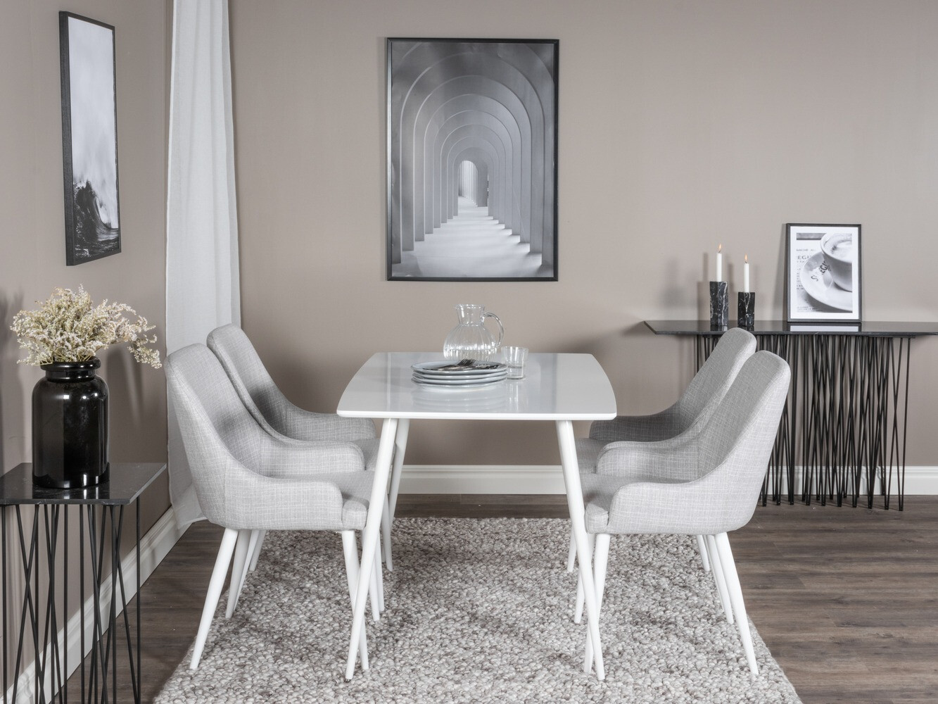 Söögitoakomplekt Dallas 1895 (Valge + Helehall)