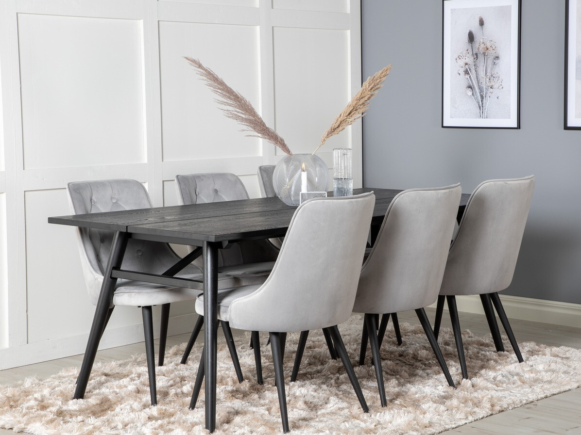 Söögitoakomplekt Dallas 1780 (Must + Helehall)