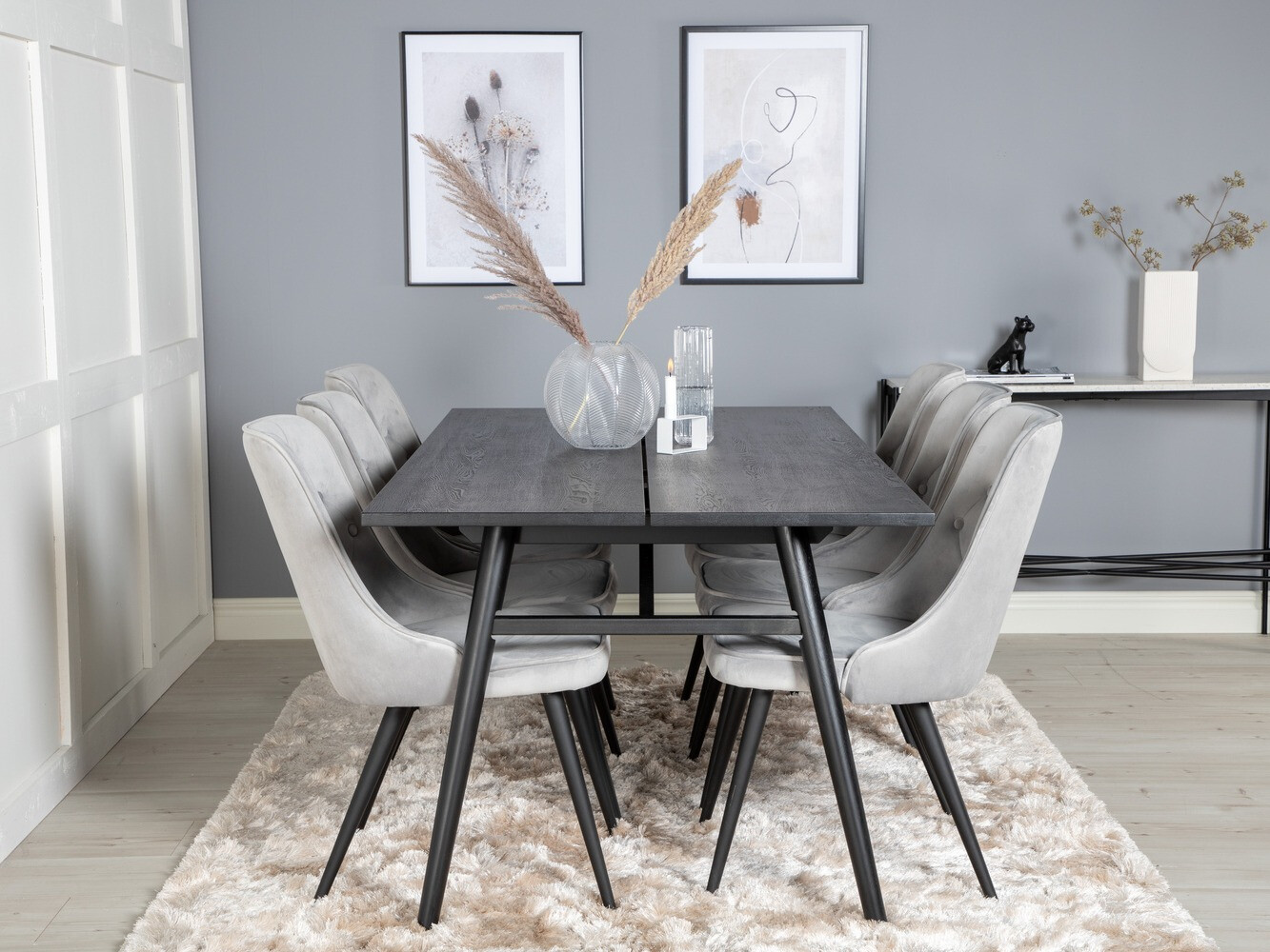 Söögitoakomplekt Dallas 1780 (Must + Helehall)