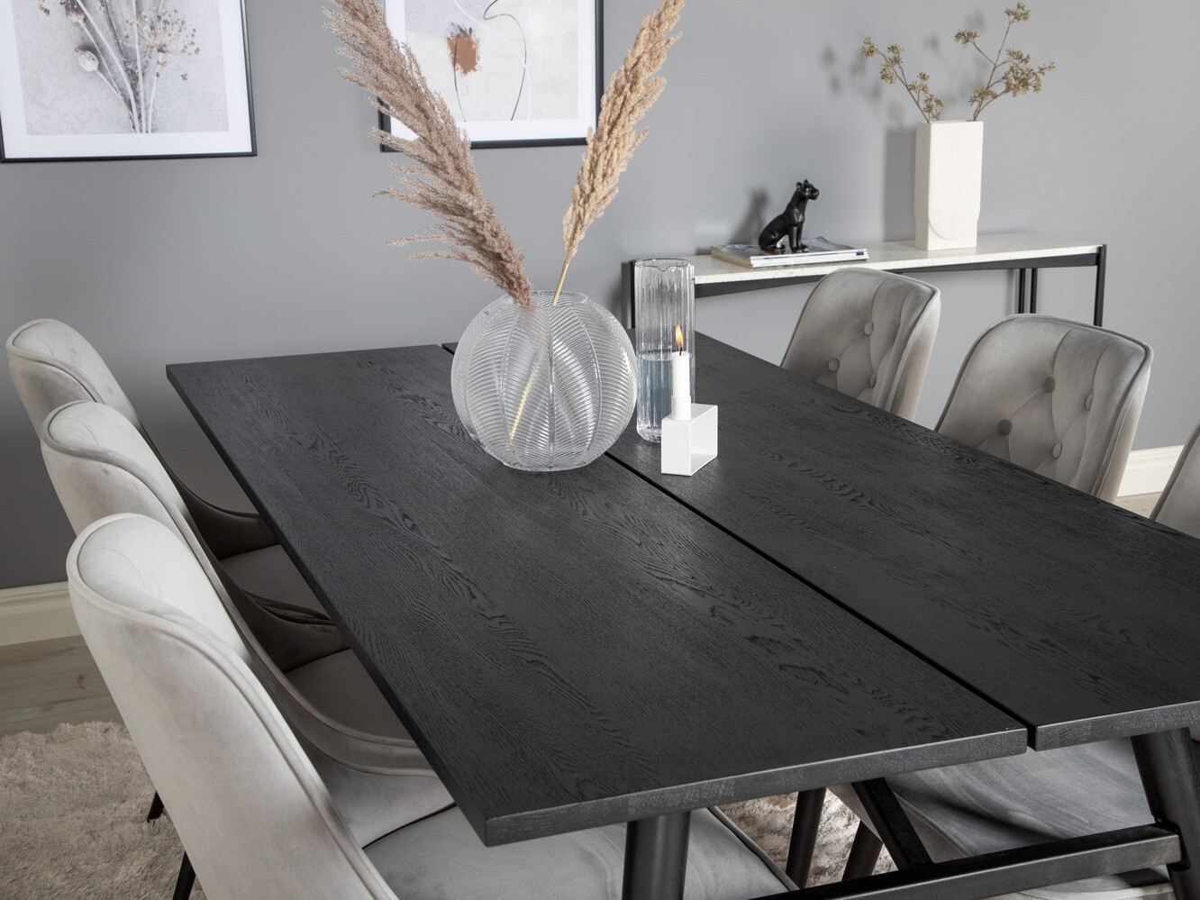 Söögitoakomplekt Dallas 1780 (Must + Helehall)