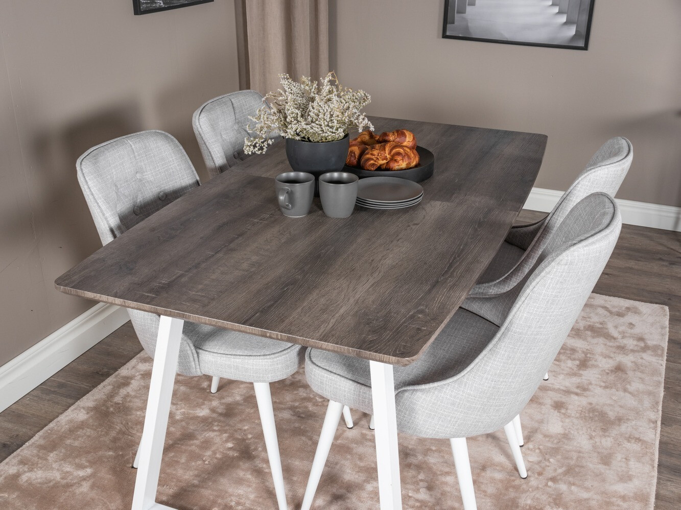 Söögitoakomplekt Dallas 1805 (Valge + Helehall)