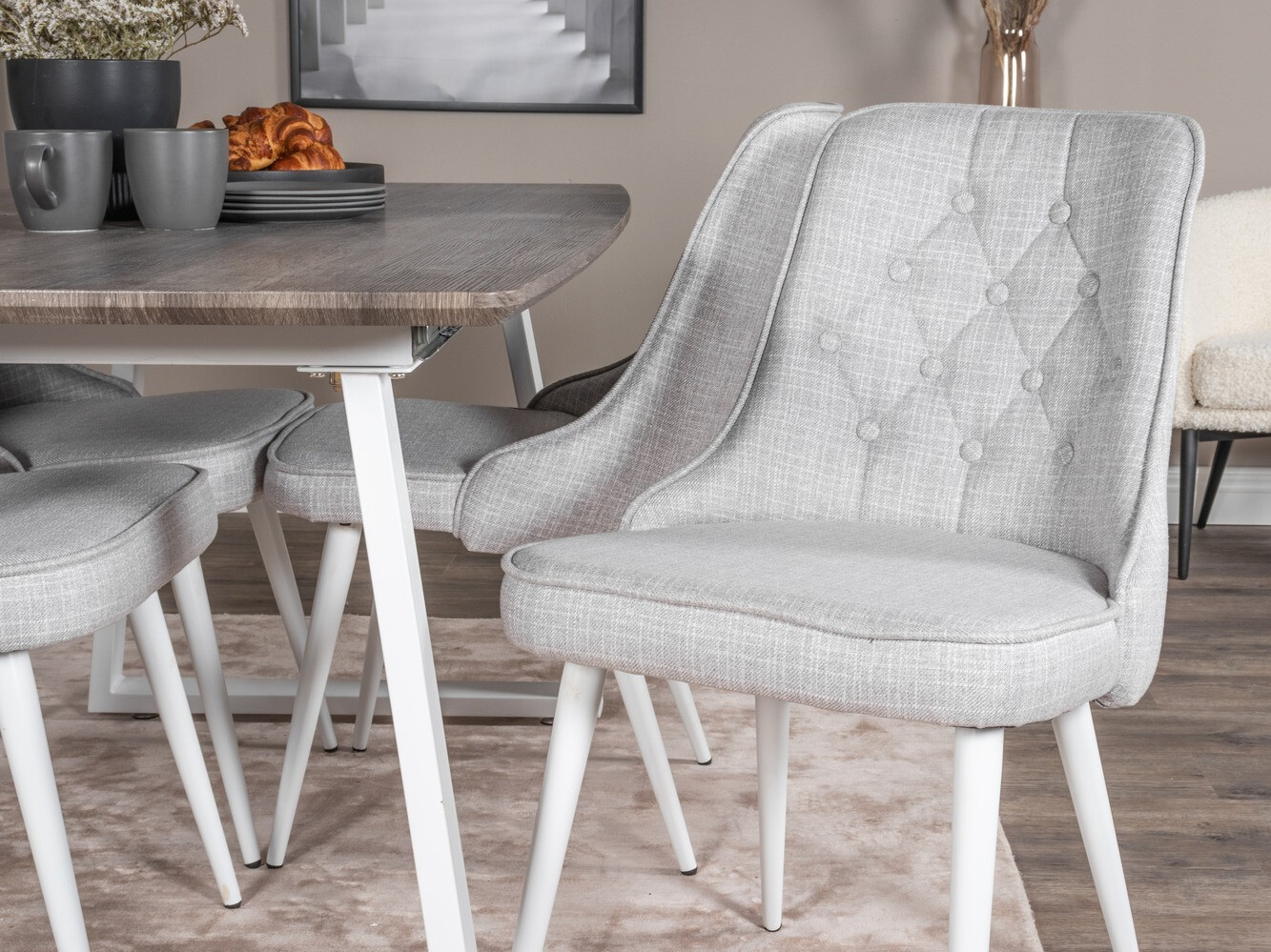 Söögitoakomplekt Dallas 1805 (Valge + Helehall)