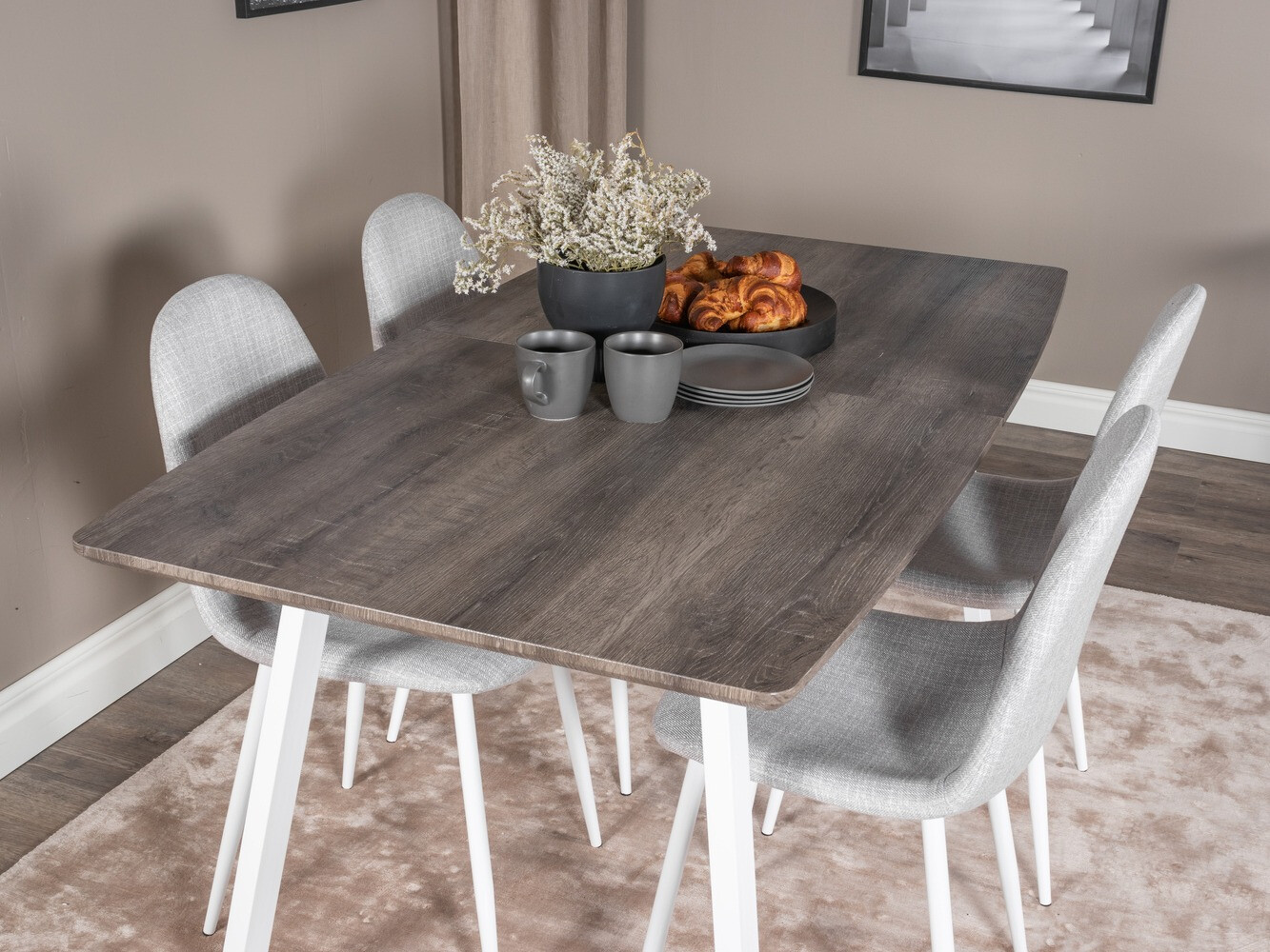 Söögitoakomplekt Dallas 1979 (Valge + Helehall)