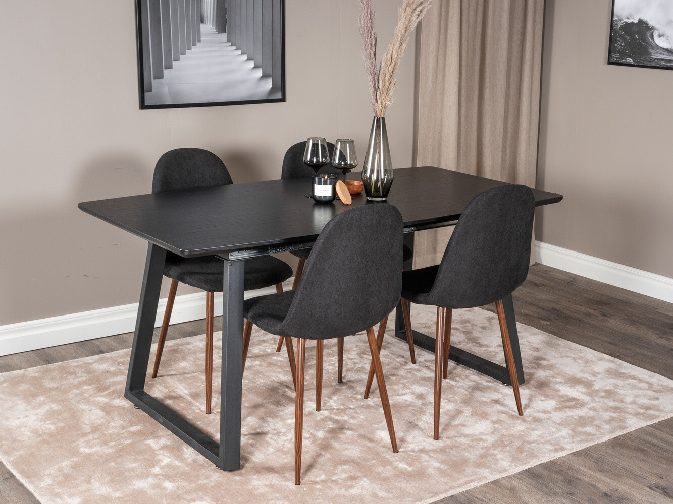 Söögitoakomplekt Dallas 1983 (Must + Pähkel)