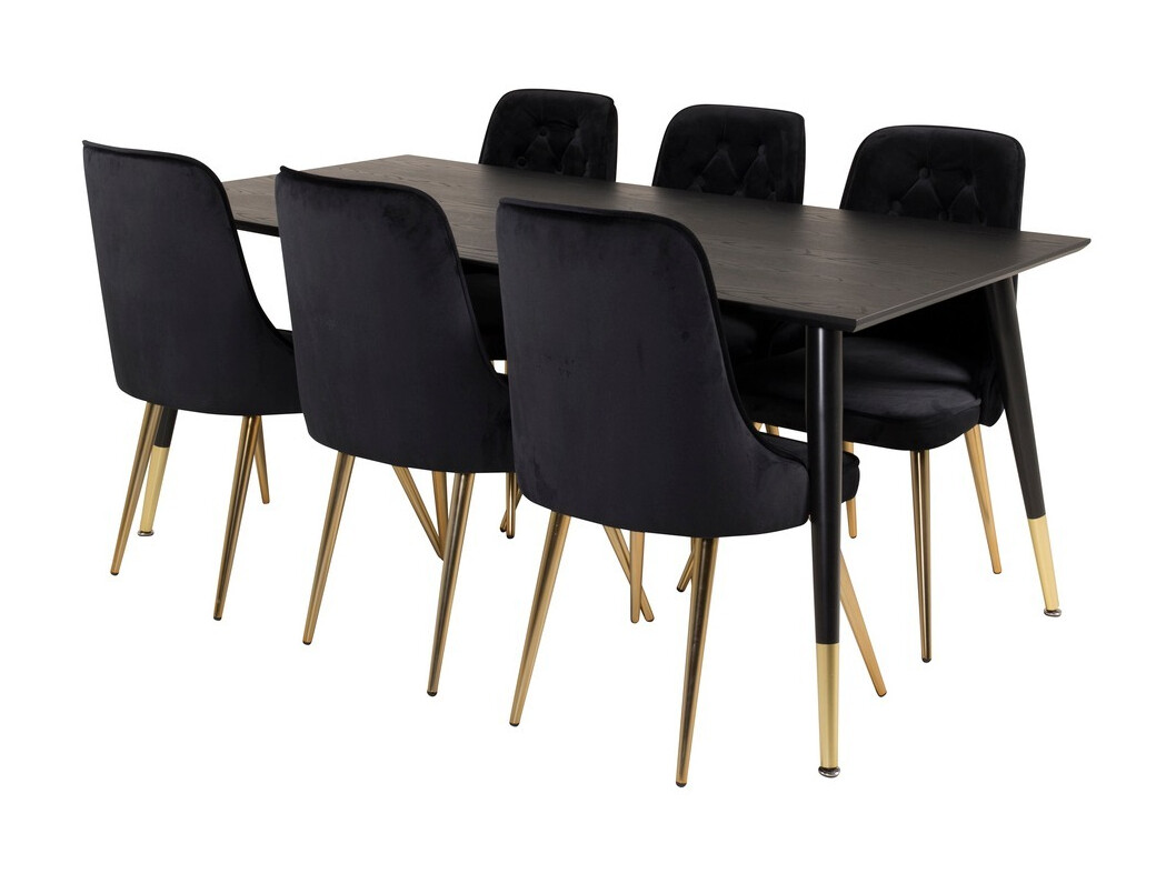 Söögitoakomplekt Dallas 1256 (Must + Kuldne)