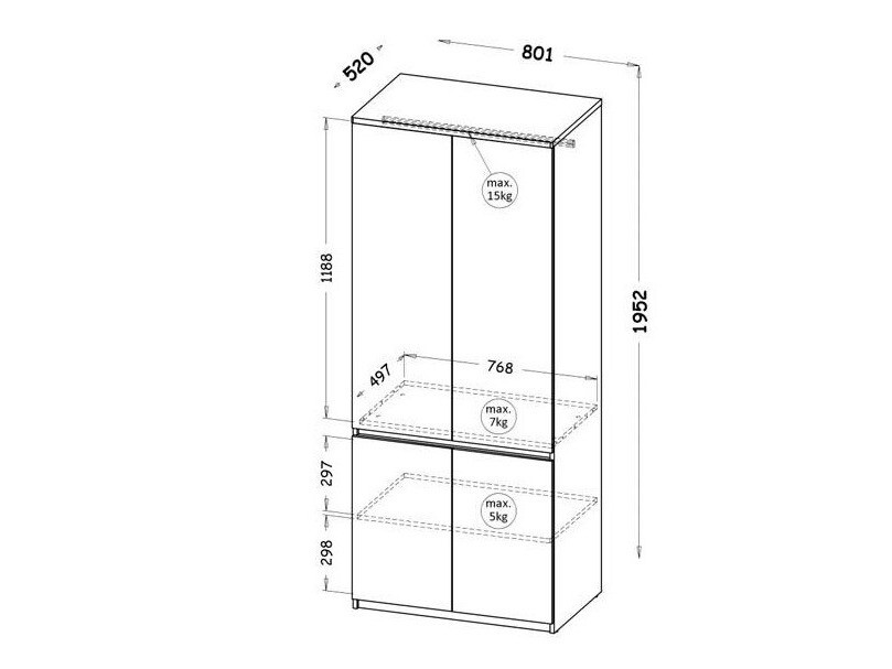 Riidekapp Evaropha 100 (Wotani tamm + Valge)