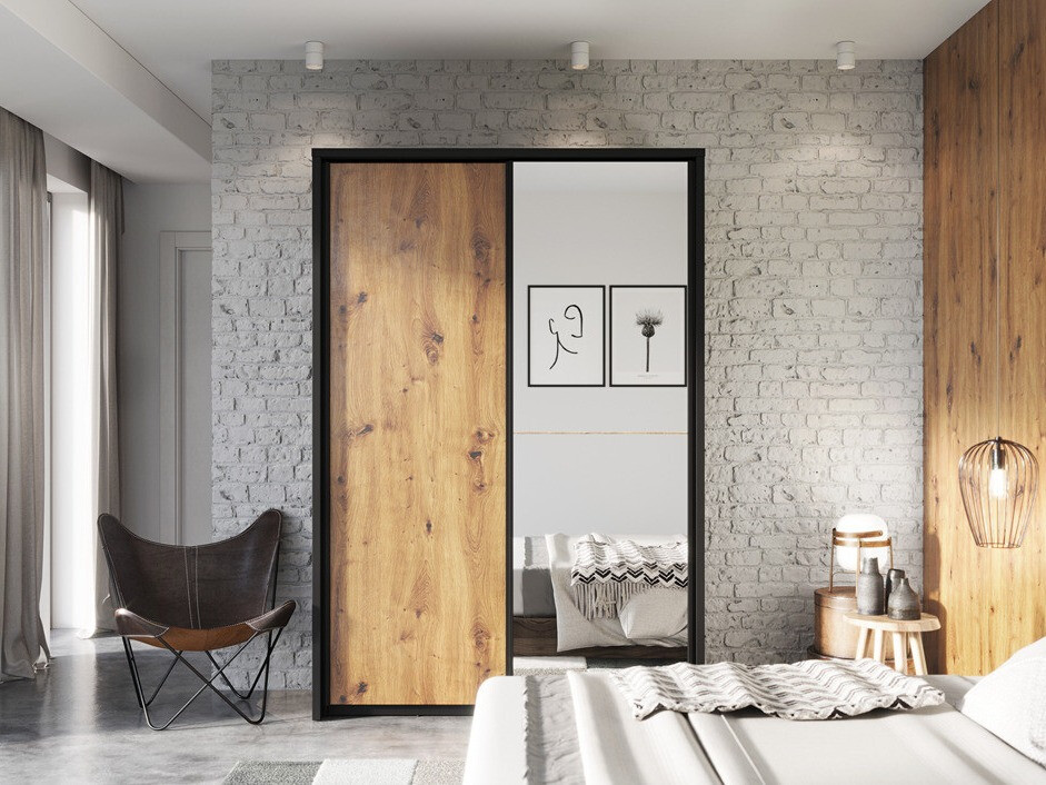 Riidekapp Fresno 122 (Artisan tamm + Must)