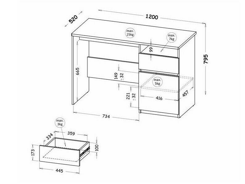 Kirjutuslaud Evaropha 106 (Wotani tamm + Valge)