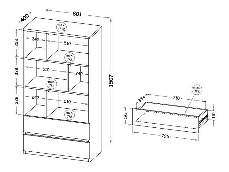 Riiul Evaropha 103 (Wotani tamm + Valge)