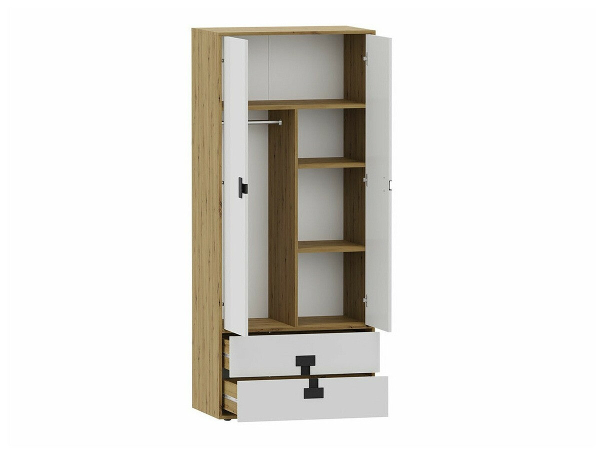 Riidekapp Florevi 113 (Matt valge + Artisan tamm)