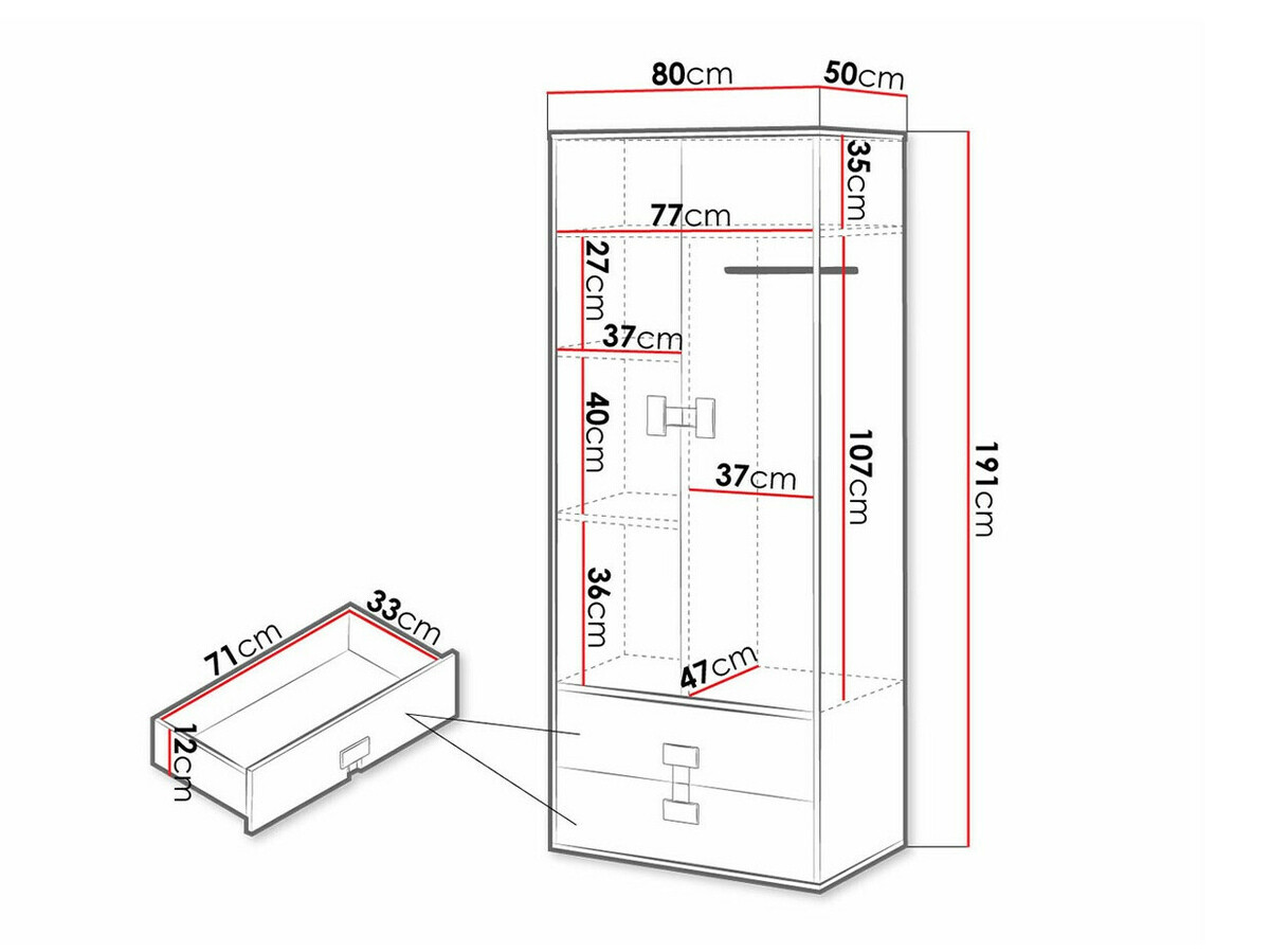 Riidekapp Florevi 113 (Matt valge + Artisan tamm)