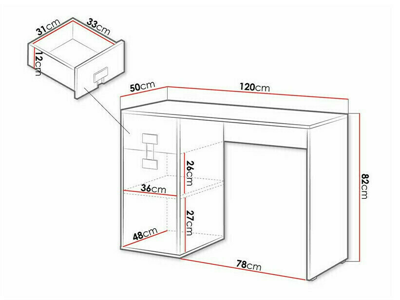Kirjutuslaud Florevi 100 (Matt valge + Artisan tamm)