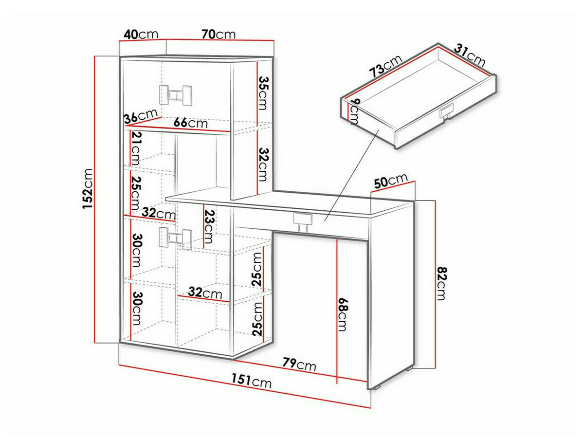 Kirjutuslaud Florevi 101 (Läikiv hall + Artisan tamm)
