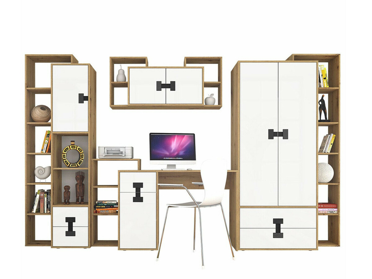 Kodukontori komplekt Florevi 104 (Matt valge + Artisan tamm)