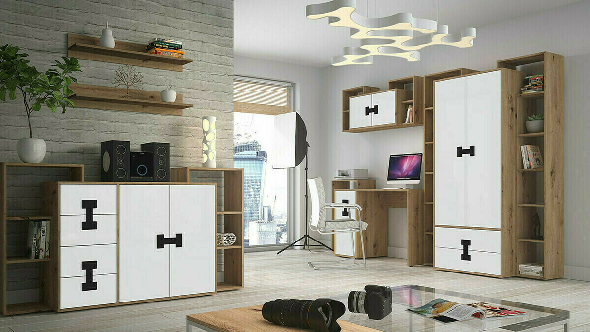 Kummut Florevi 102 (Matt valge + Artisan tamm)