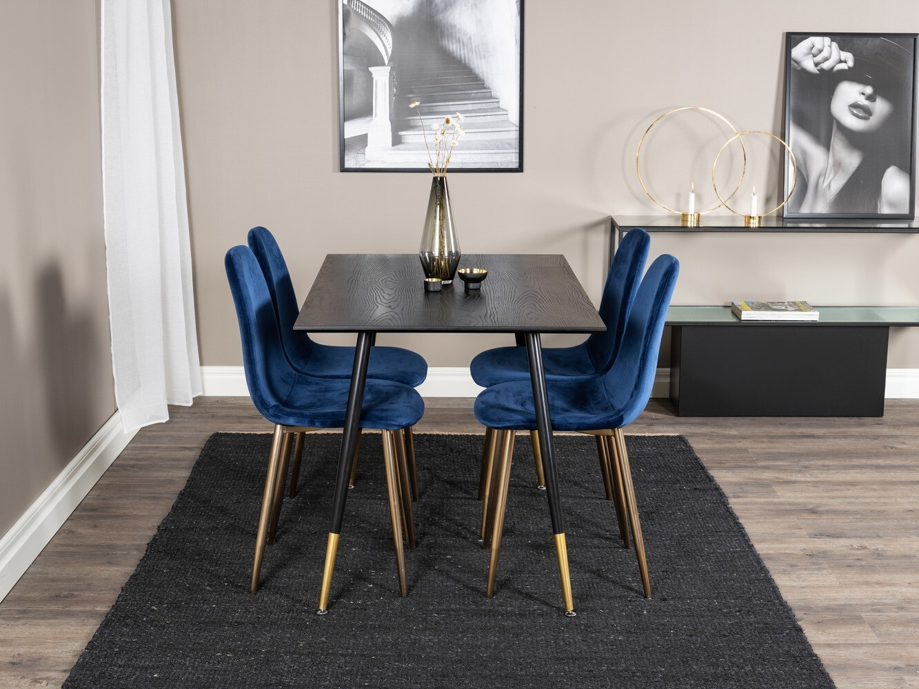 Söögitoakomplekt Dallas 1693 (Sinine + kuldne)