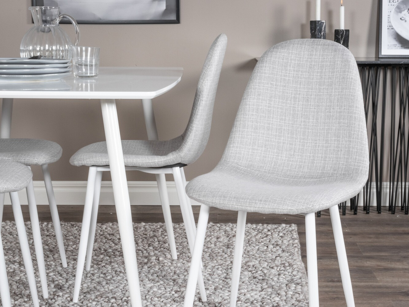 Söögitoakomplekt Dallas 2040 (Valge + Helehall)