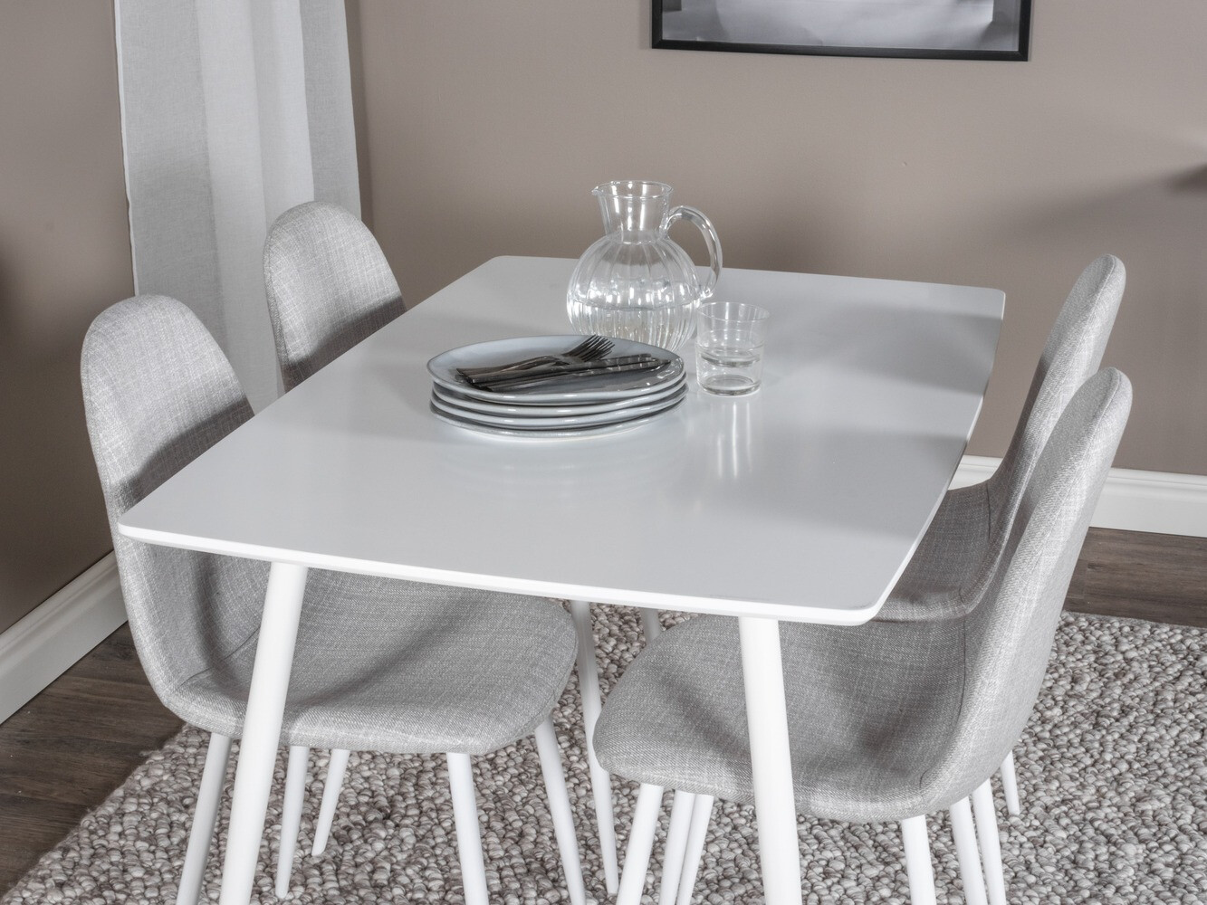 Söögitoakomplekt Dallas 2040 (Valge + Helehall)