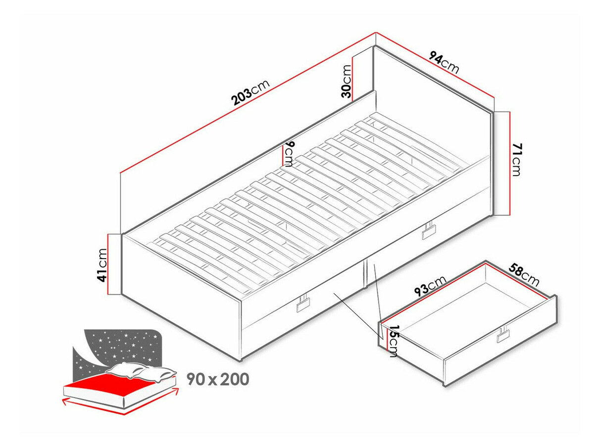 Voodi Florevi 106 (Matt valge + Artisan tamm)