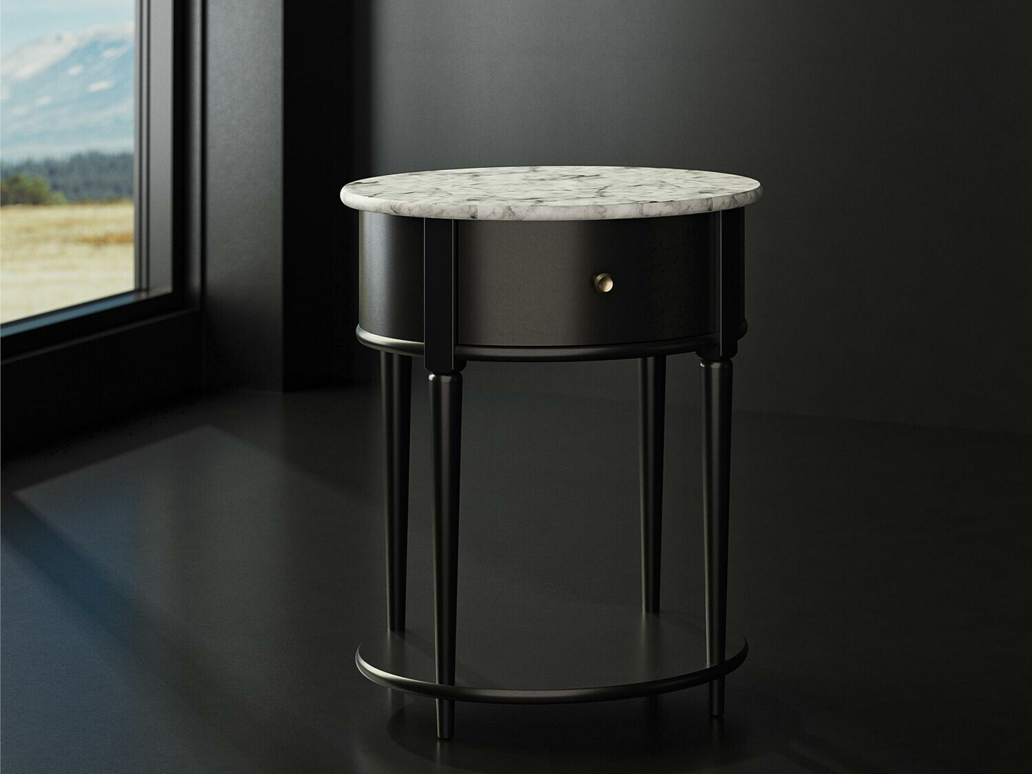 Külglaud Tulsa 233 (Must + Valge marmor)