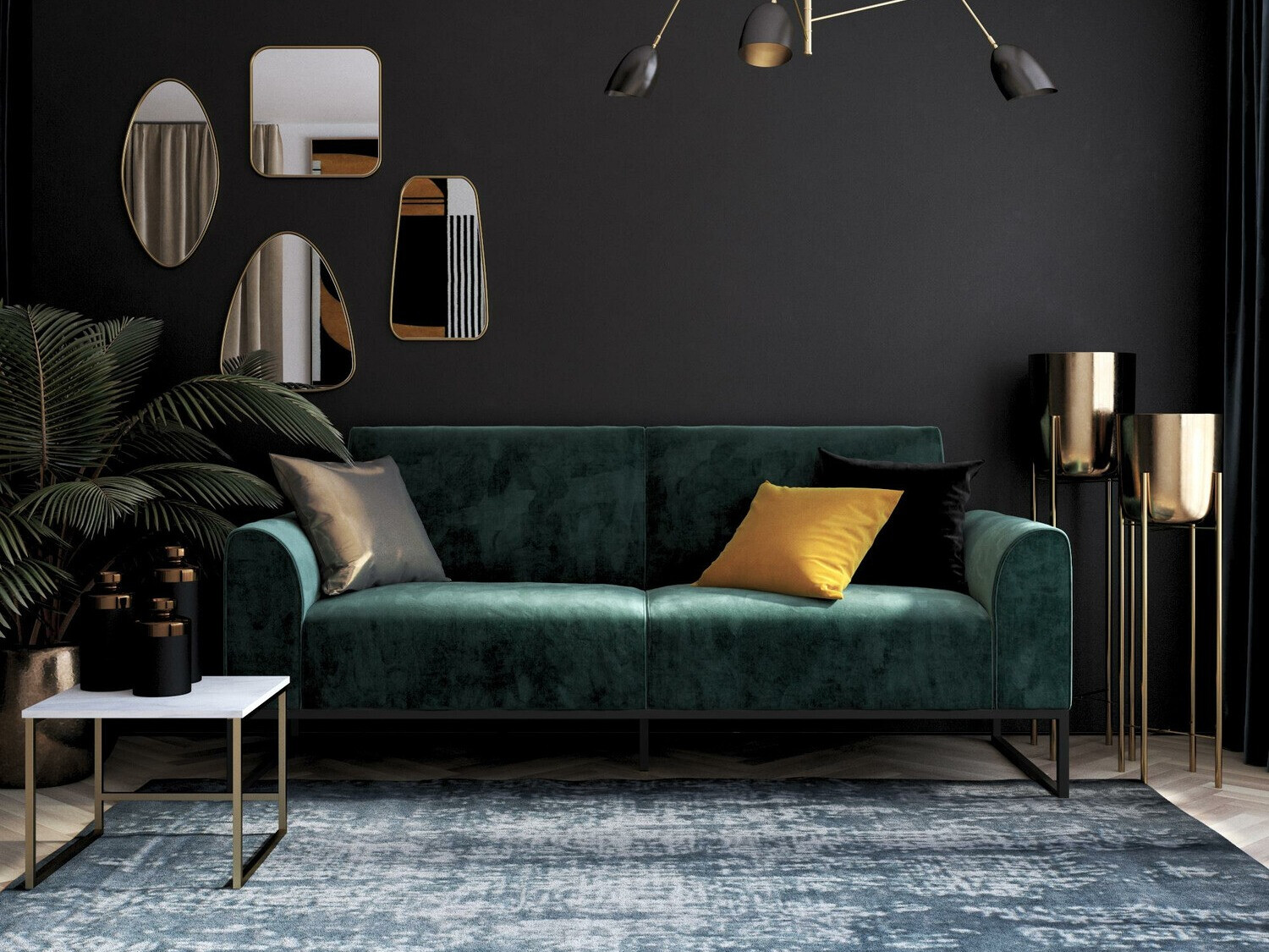 Diivanvoodi CosmoLiving by Cosmopolitan 125 (Must + Roheline)