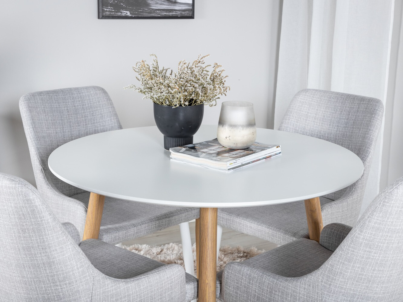 Söögitoakomplekt Dallas 299 (Helehall + Valge)