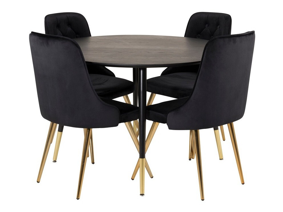 Söögitoakomplekt Dallas 1178 (Must + Kuldne)