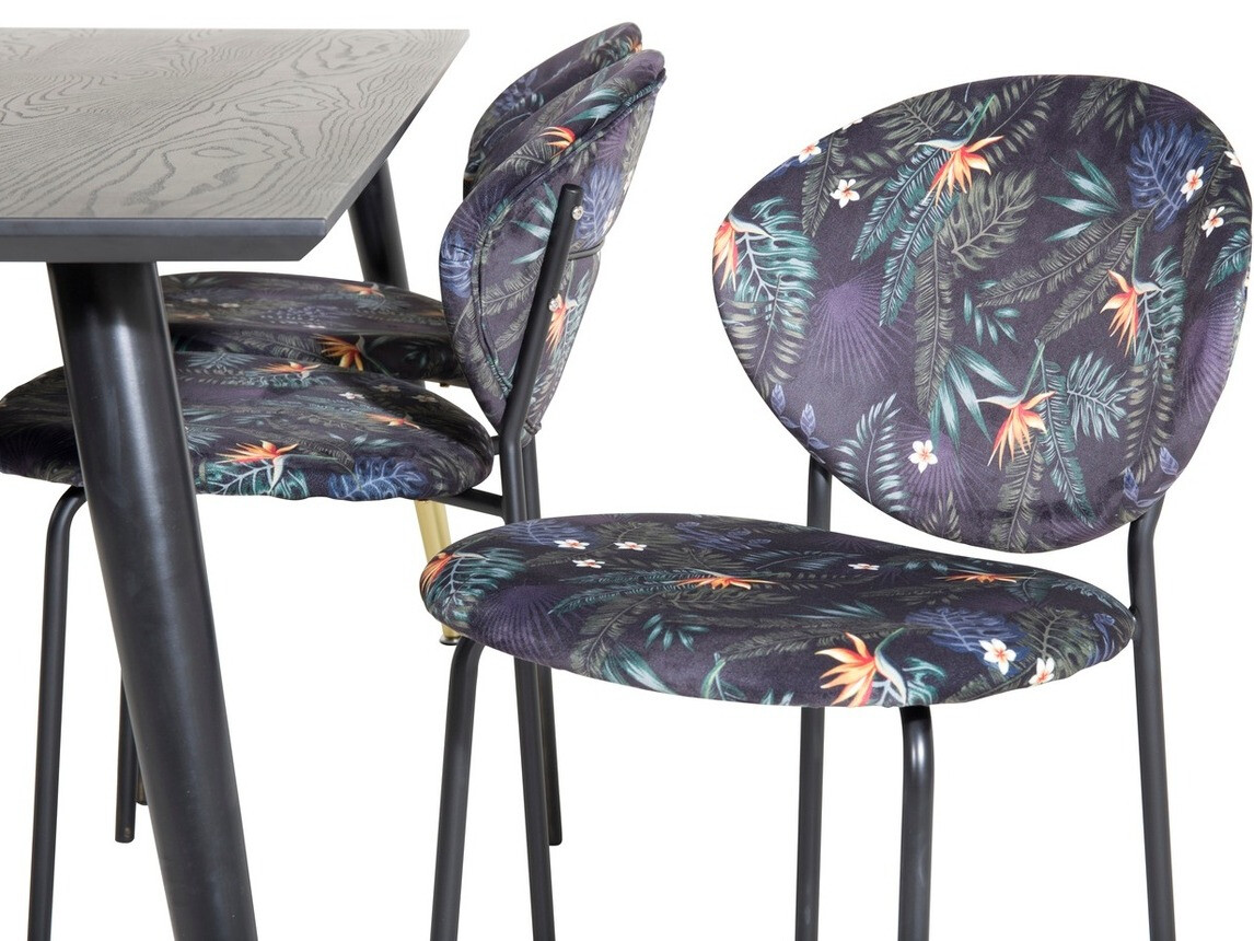 Söögitoakomplekt Dallas 1260 (Lilleline muster + Must)