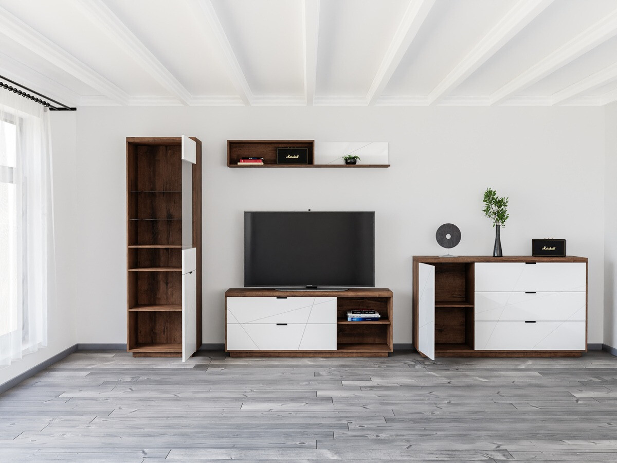 Elutoa komplekt Fivale 114 (Tume delano tamm + Läikiv valge)